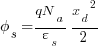 {phi_s} = {{qN_a}/{varepsilon_s}}  {{x_d}^2}/2